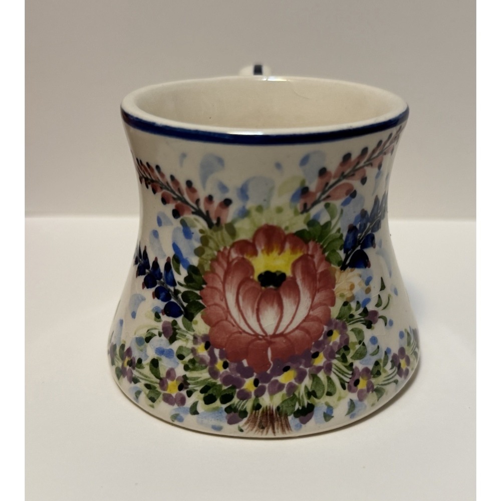 Vintage Guadalajara Mexico‎ Hand Painted Mini Cup CEYAR GUAD Folk Pottery Floral